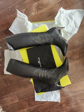Terry de Havilland Wanda Flame Black Knee-High Stiletto Boots